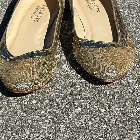 Talbots Gold Bling Slip-on Flats Size 7 1/2 - Picture 2 of 9